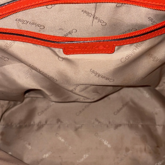 Calvin Klein Orange Saffiano Leather Tote Bag - Picture 16 of 16
